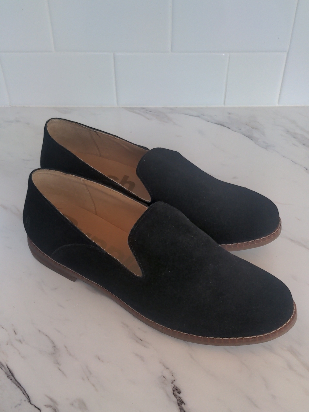 Hush Puppies Black Suede Loafers 8.5